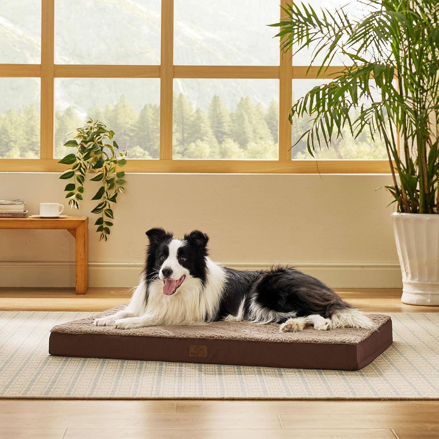 Hundebett orthopädisches waschbar große L 91 x B 69 x H 8 cm Braun