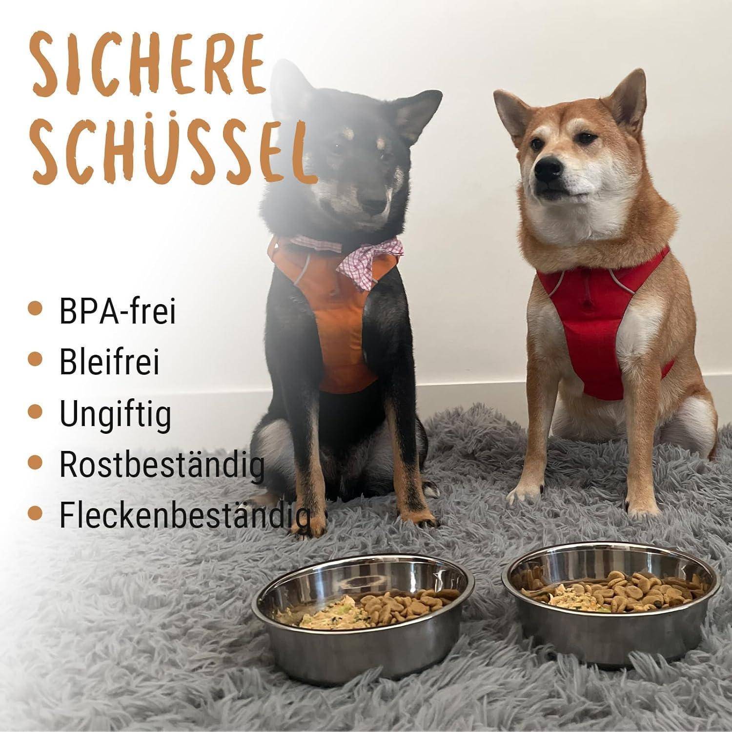 Hundeschalen Edelstahl Rutschfest Silikonboden 2 Stück 900ML