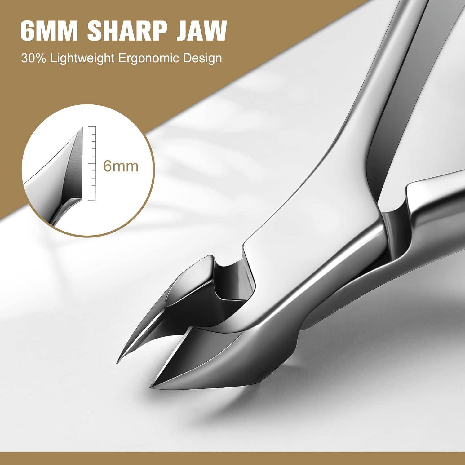 Nagelknipser mit 6mm scharfer Klinge, mit Betonung auf leichtem ergonomischem Design und Präzisionsmessung.