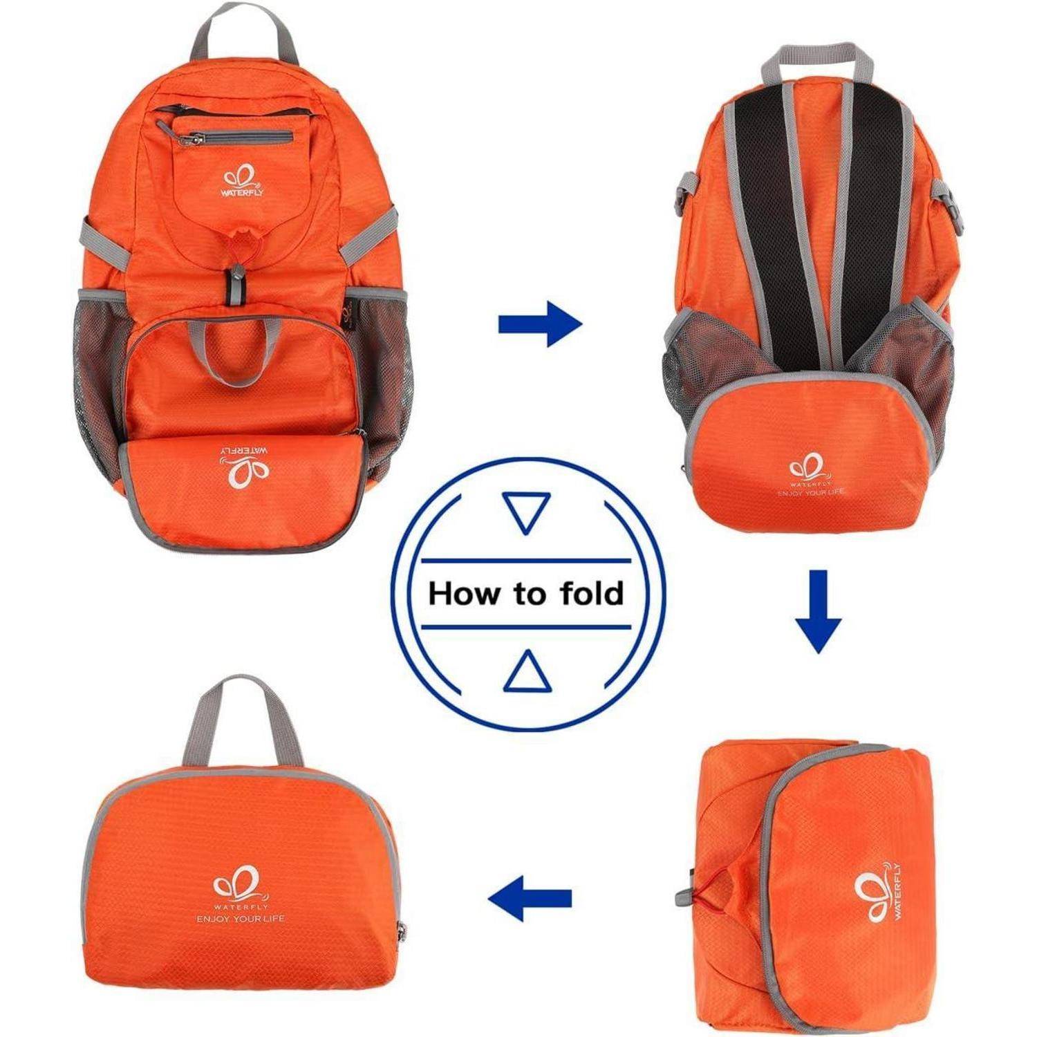 Ultraleichter Faltbarer Klein Rucksack 20L Orange für Outdoor Sport