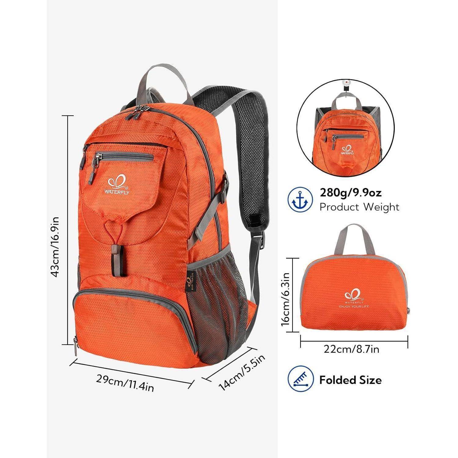Ultraleichter Faltbarer Klein Rucksack 20L Orange für Outdoor Sport