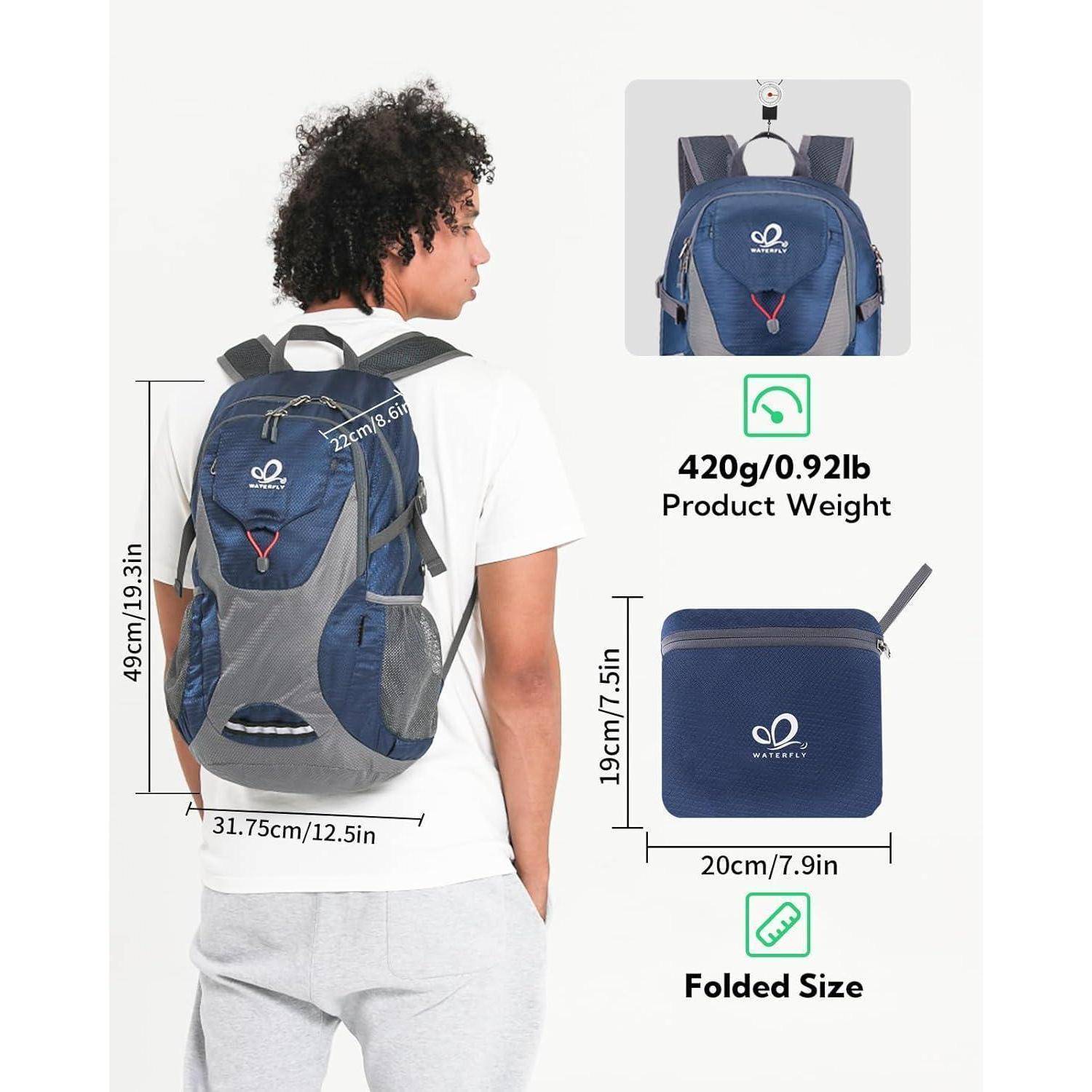 Faltbarer Rucksack Wanderrucksack 30L Ultraleicht Nassfach Blau