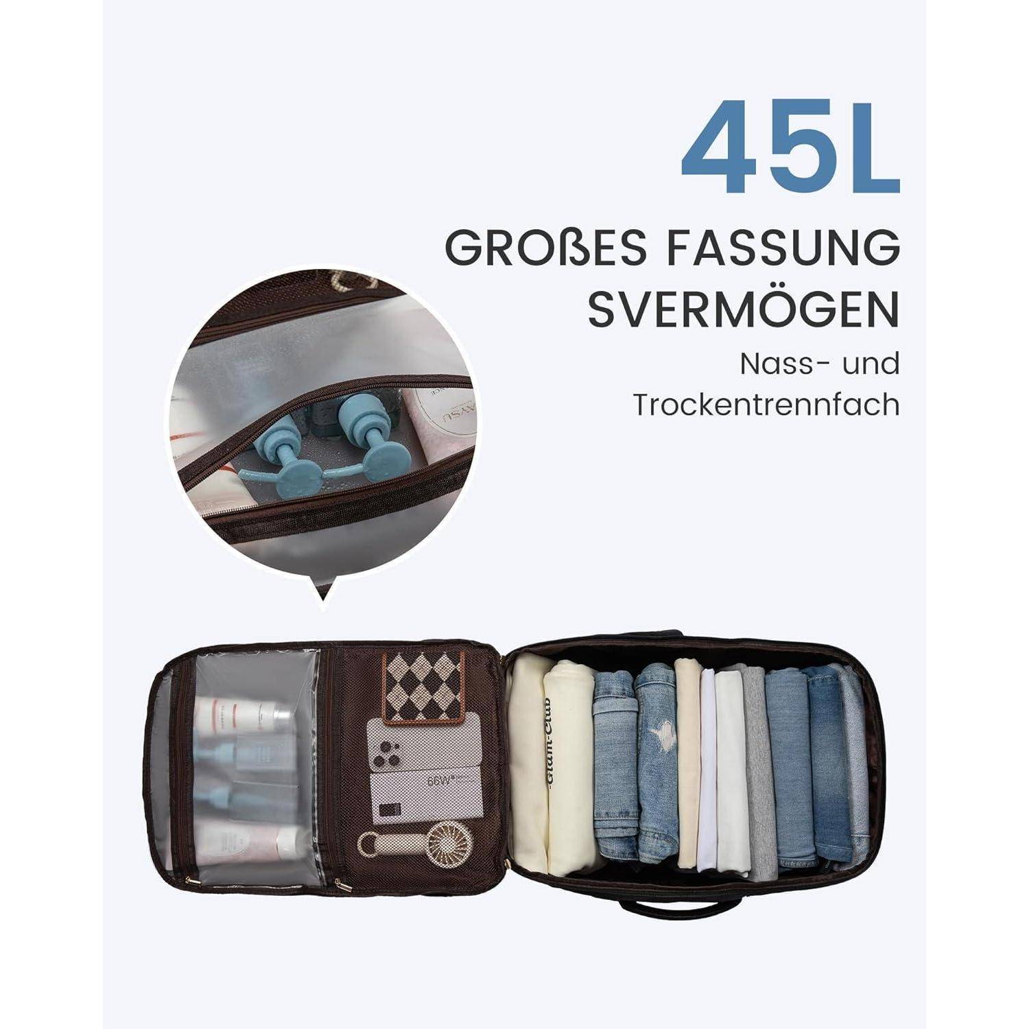 45L großes Fassungsvermögen, Nass- und Trockentrennfach