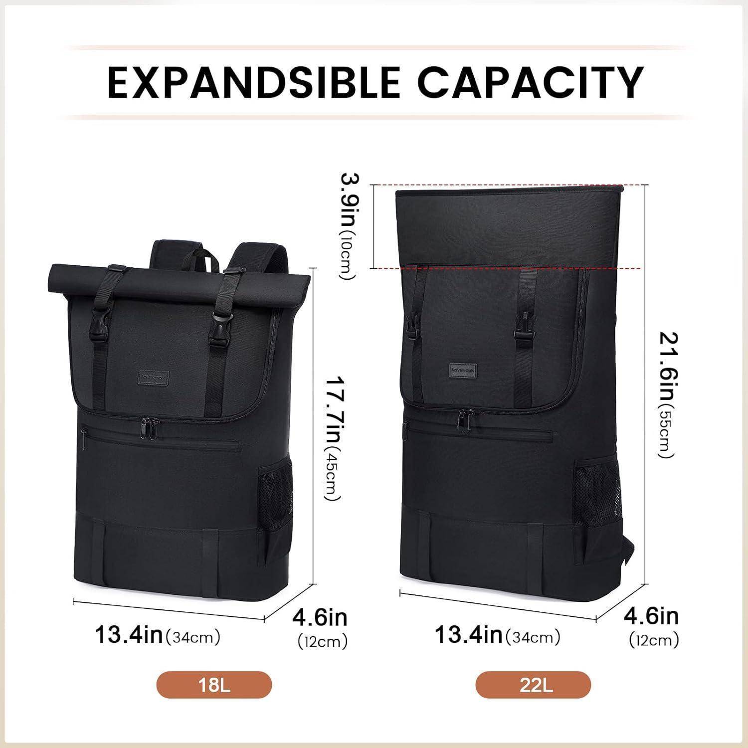 Rolltop Rucksack 15,6 Zoll Laptop Wasserdicht Uni Travel Business