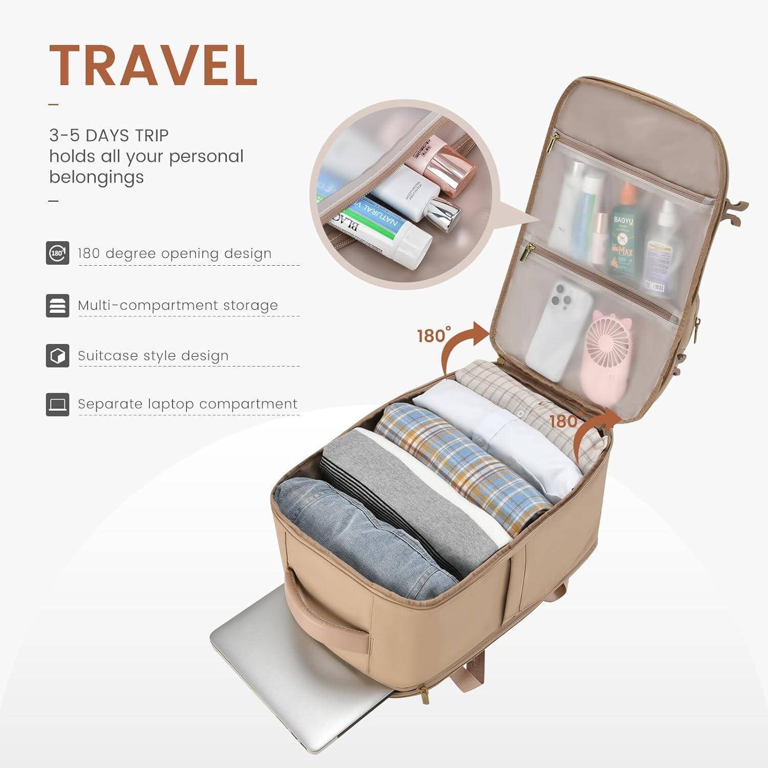 Rucksack Handgepäck 40L Reiserucksack Damen Groß 17.3 Zoll Laptop