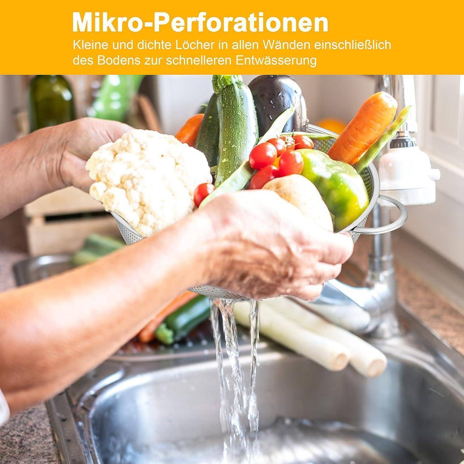 Küchensieb Edelstahl Ø 28cm, Mikroperforiert, Mit