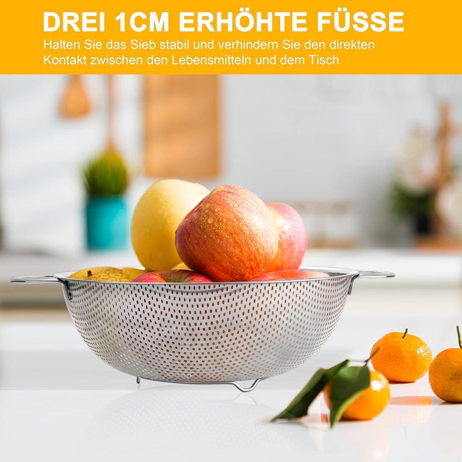 Küchensieb Edelstahl Ø 28cm, Mikroperforiert, Mit