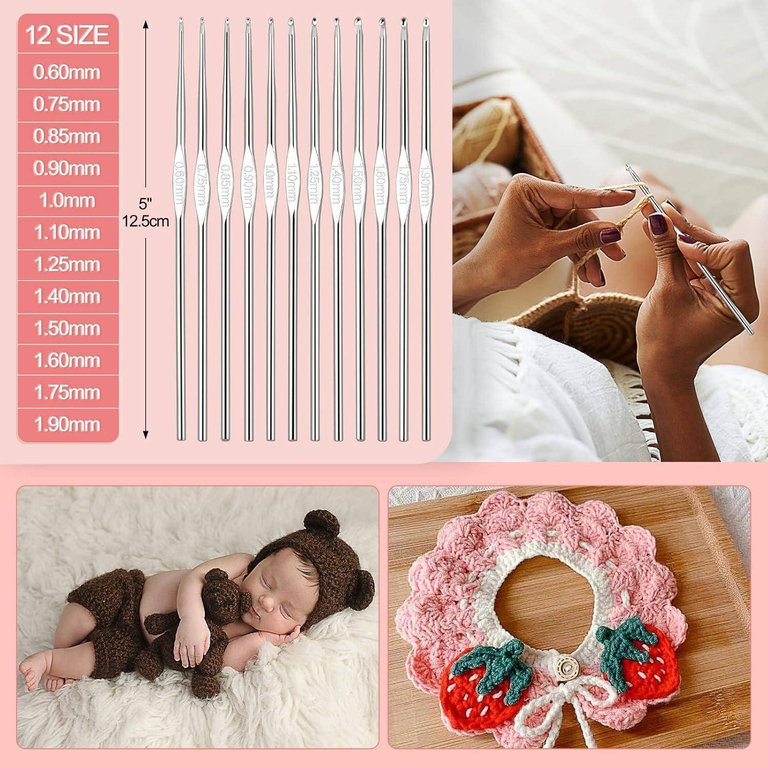 Häkelnadel Set Rosa Katze für Anfänger mit Häkelgarn und Zubehör