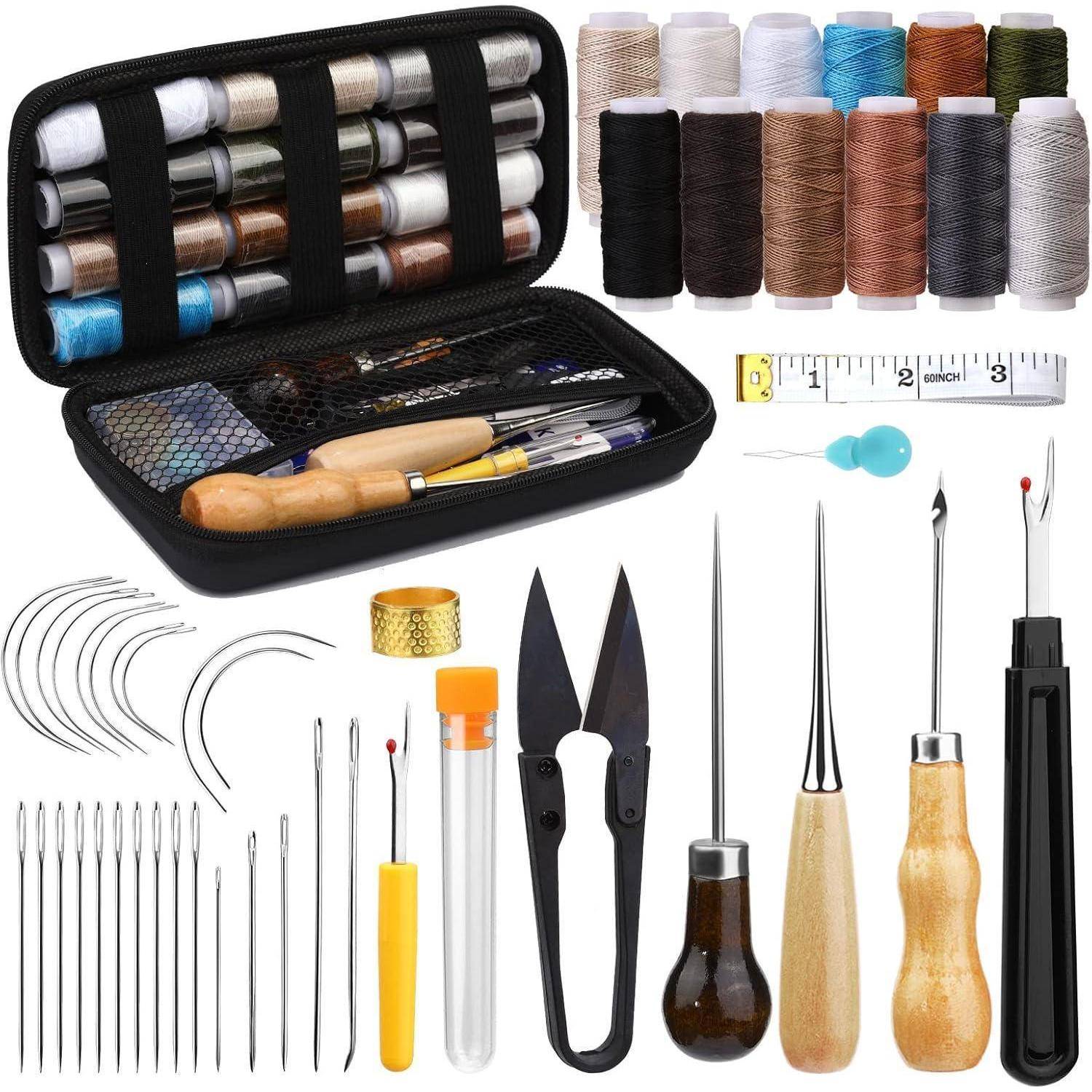 Leder-Nähset Reparaturset Nähnadeln Nähahle Nahttrenner Nähgarn