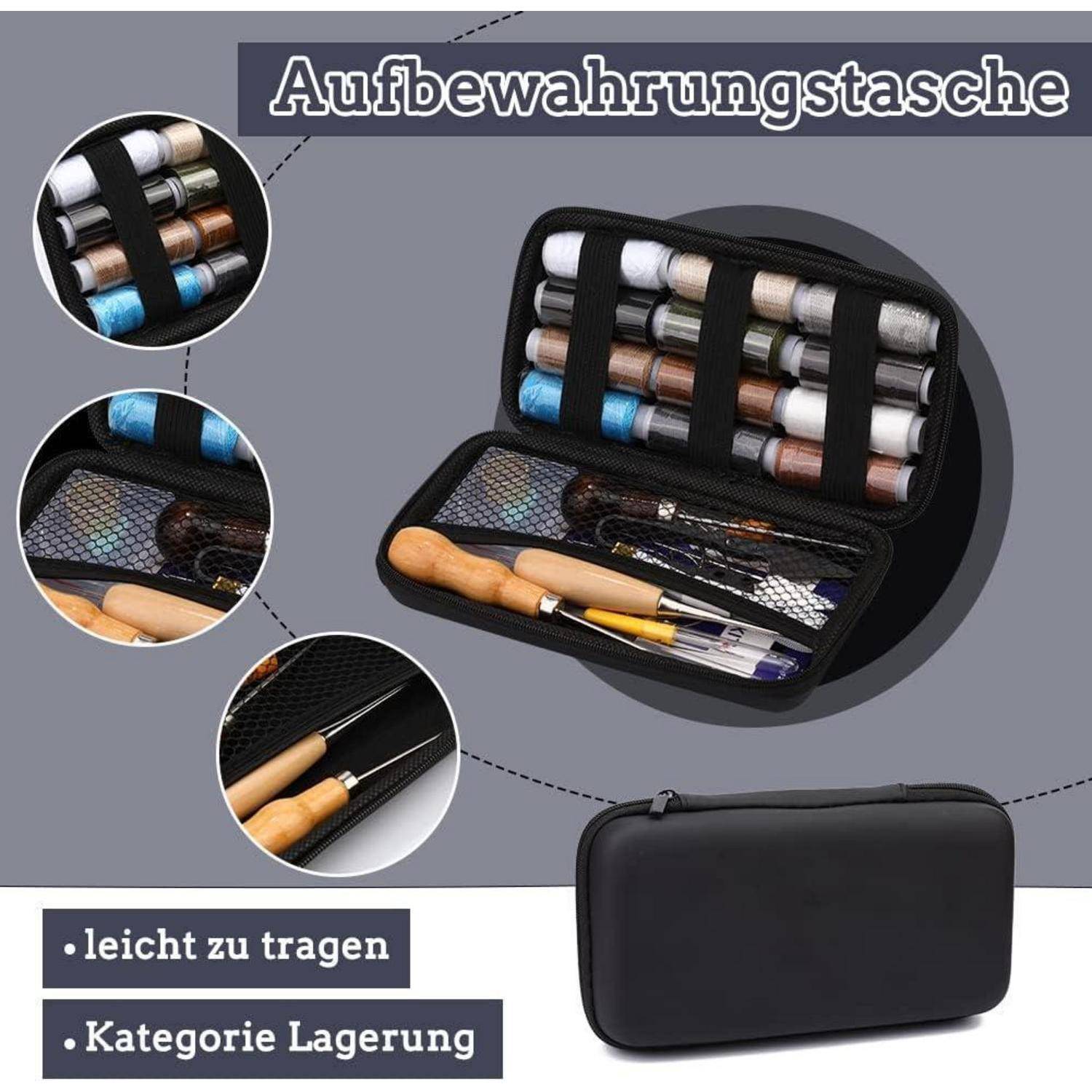 Leder-Nähset Reparaturset Nähnadeln Nähahle Nahttrenner Nähgarn