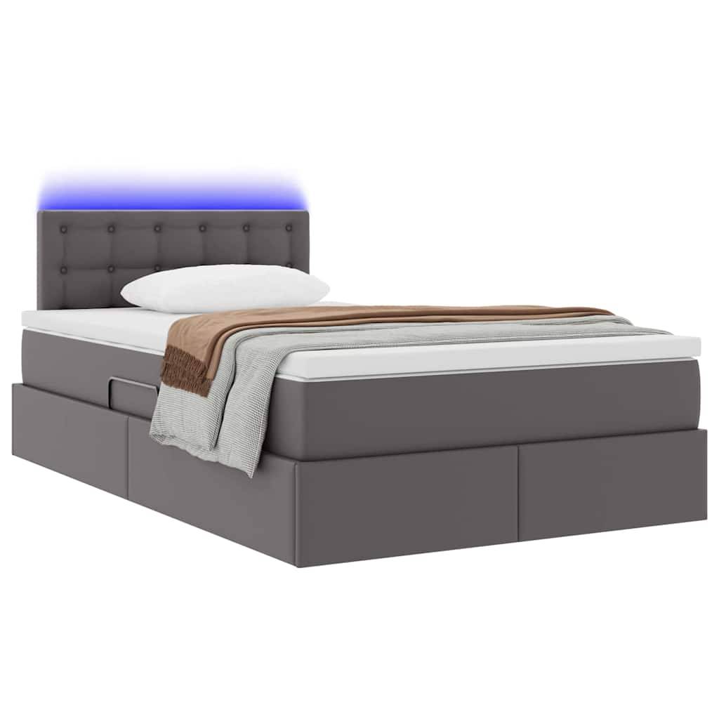 vidaXL Bett mit Stauraum und LED mit LED Grau 120 x 200 cm Kunstleder