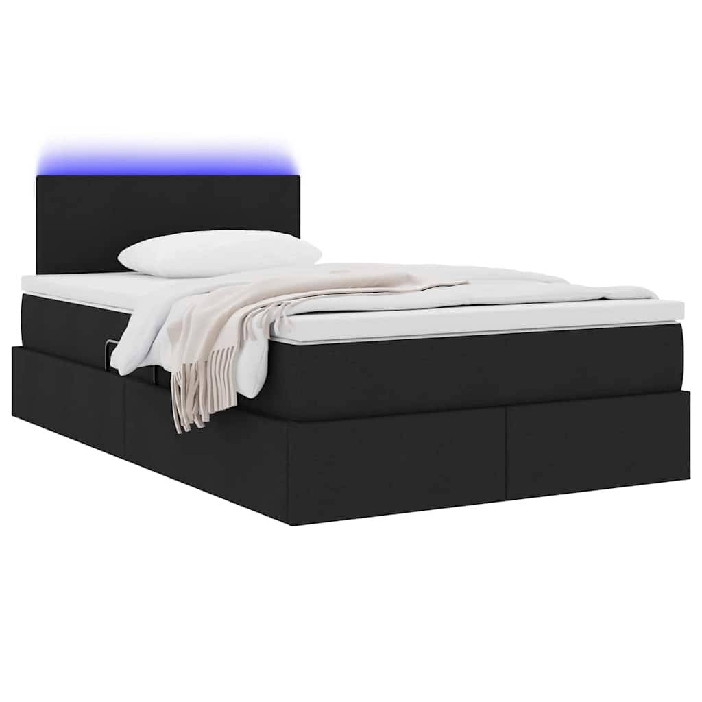 vidaXL LED-Speicherbett mit Matratze Schwarz 120 x 200 cm Stoff