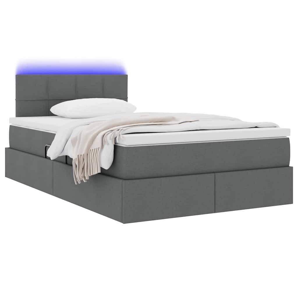 vidaXL LED-Speicherbett mit Matratze Dunkelgrau 120 x 200 cm Stoff