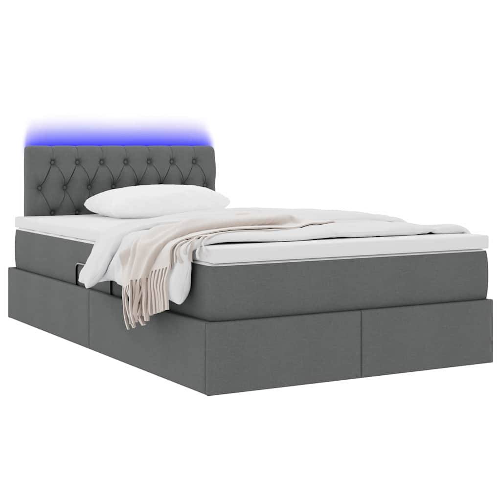 vidaXL LED-Speicherbett mit Matratze Dunkelgrau 120 x 200 cm Stoff