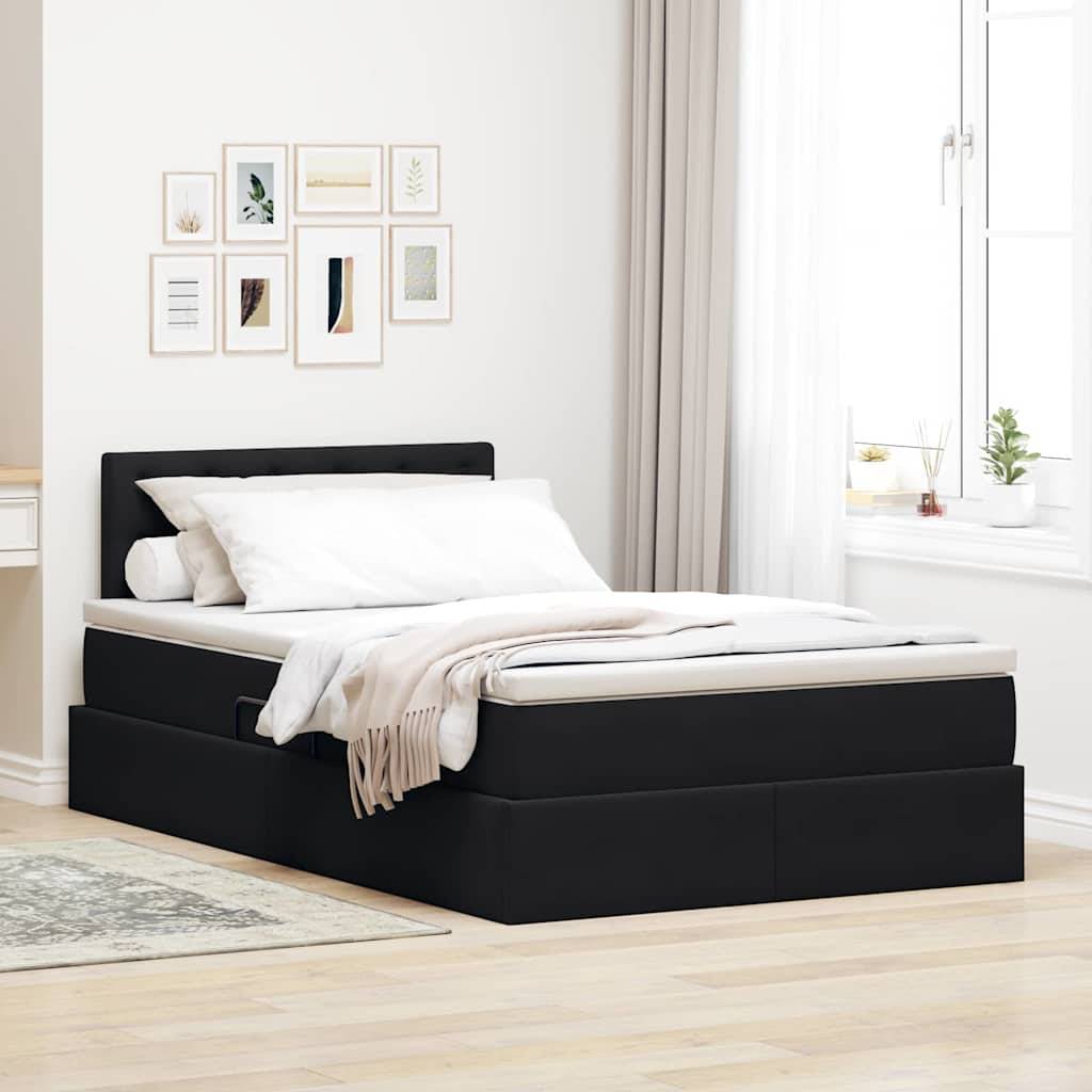 vidaXL Aufbewahrungsbett mit Matratze Schwarz 120 x 200 cm Samt