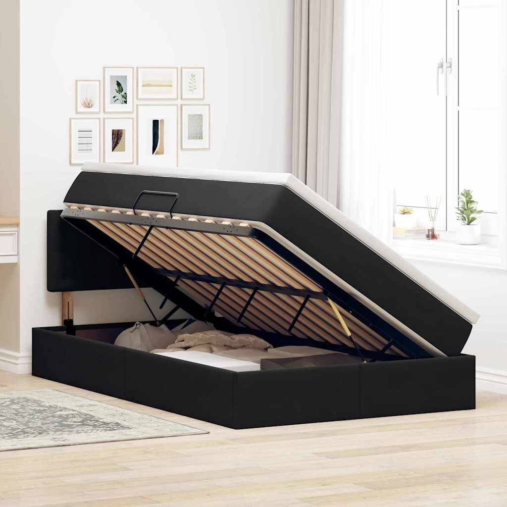 vidaXL Aufbewahrungsbett mit Matratze Schwarz 120 x 200 cm Samt