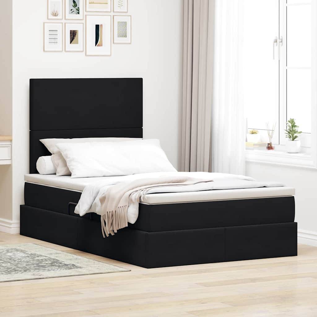 vidaXL LED-Speicherbett mit Matratze Schwarz 120 x 200 cm Samt