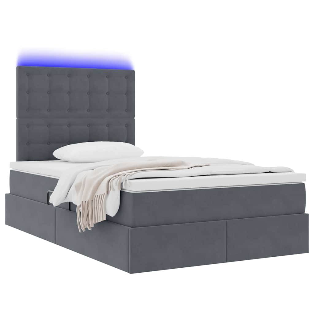 vidaXL LED-Speicherbett mit Matratze Dunkelgrau 120 x 200 cm Samt