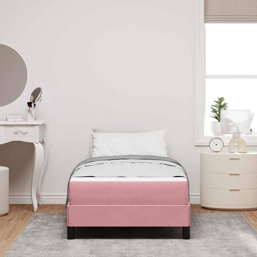 vidaXL Boxspringbett mit Matratze Rosa 100 x 200 cm Stoff