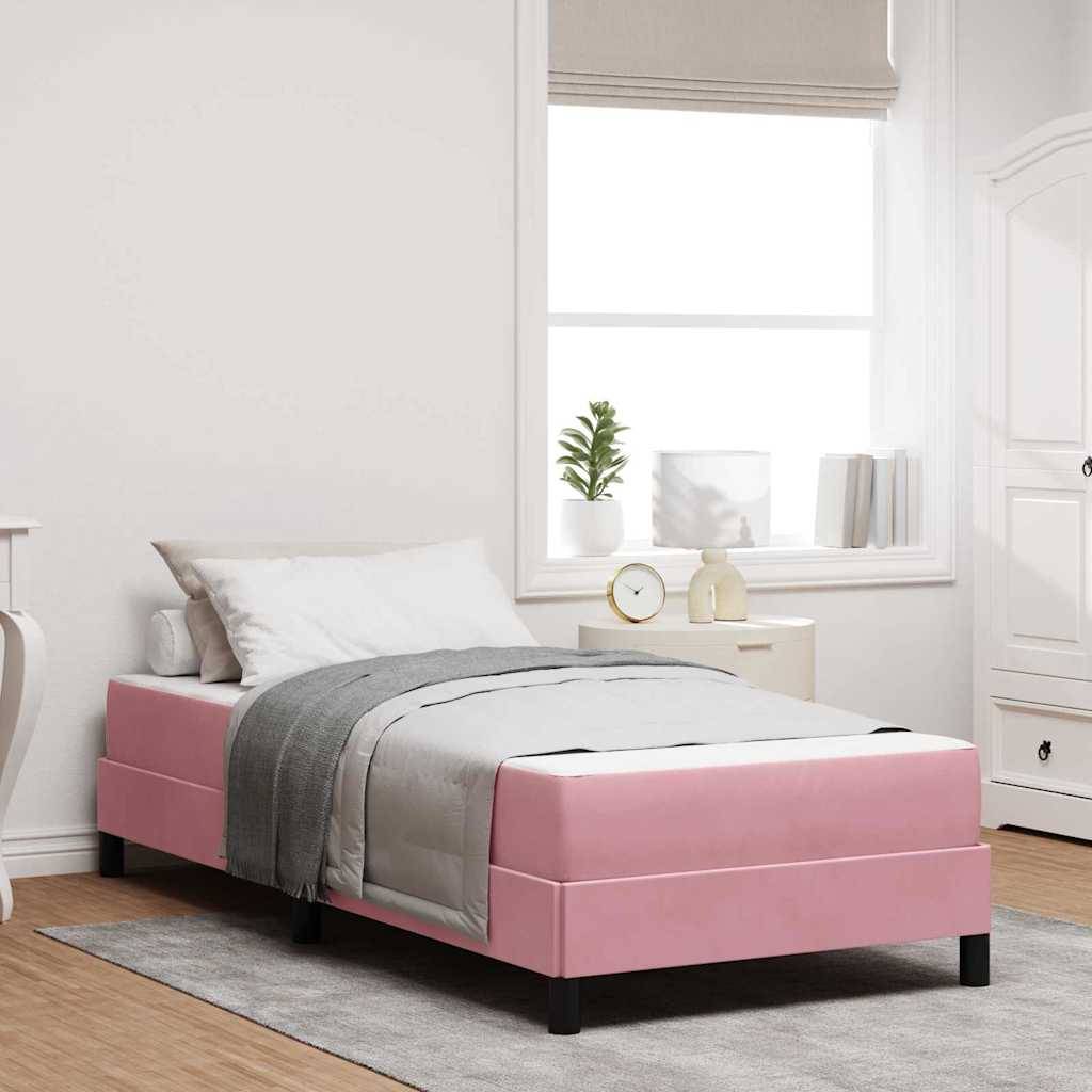 vidaXL Boxspringbett mit Matratze Rosa 90 x 190 cm Stoff