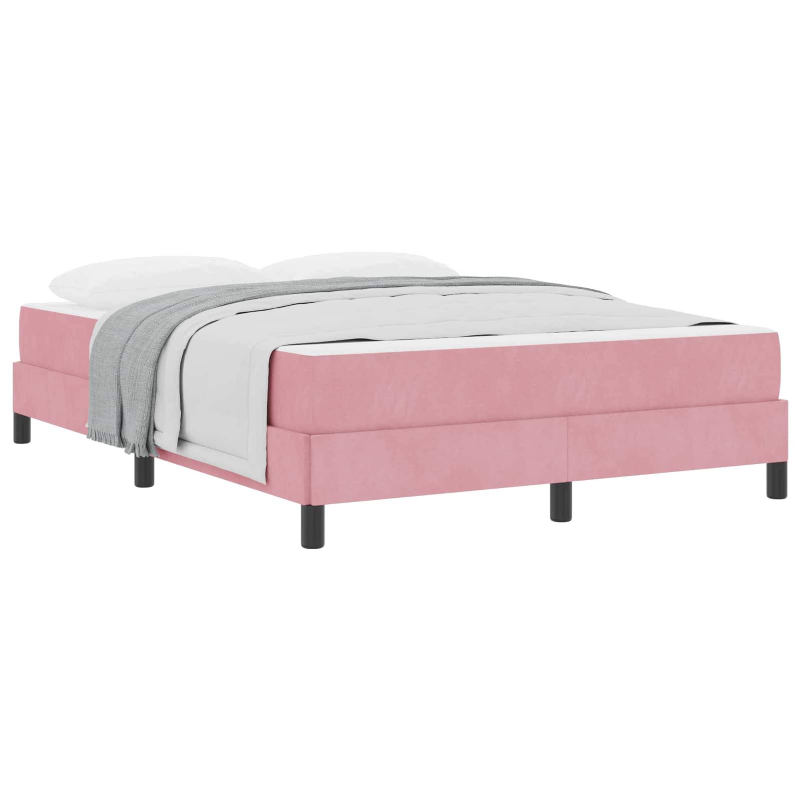 vidaXL Boxspringbett mit Matratze Rosa 160 x 200 cm Stoff