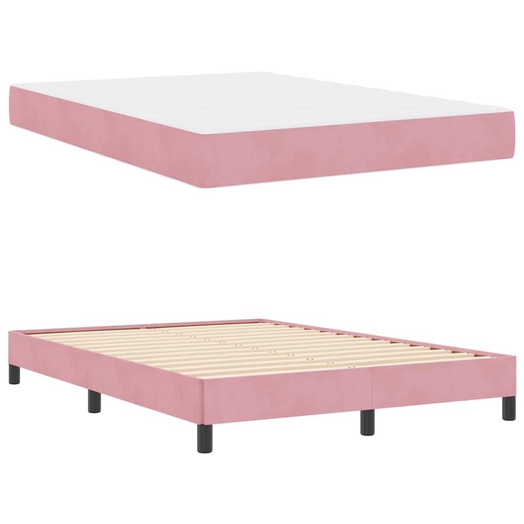 vidaXL Boxspringbett mit Matratze Rosa 140 x 220 cm Stoff