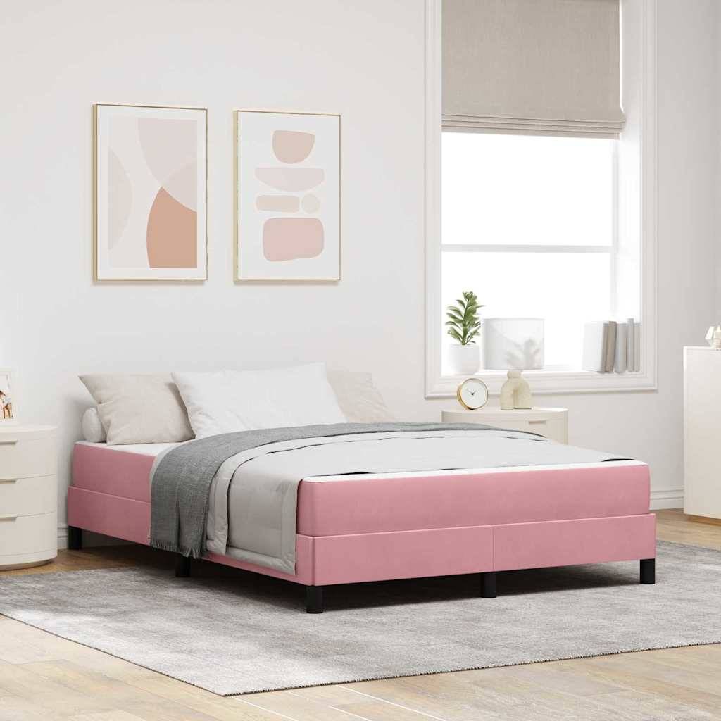 vidaXL Boxspringbett mit Matratze Rosa 140 x 190 cm Stoff