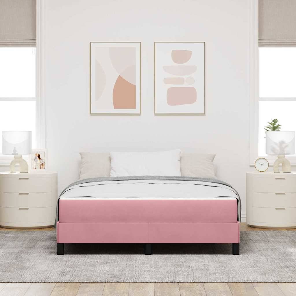 vidaXL Boxspringbett mit Matratze Rosa 160 x 200 cm Stoff