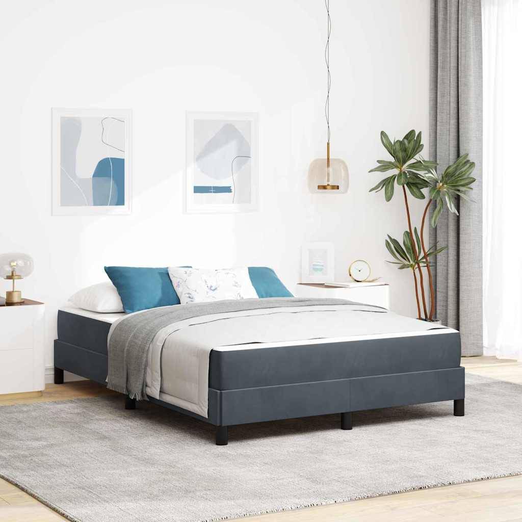 vidaXL Boxspringbett mit Matratze Dunkelgrau 160 x 200 cm Stoff
