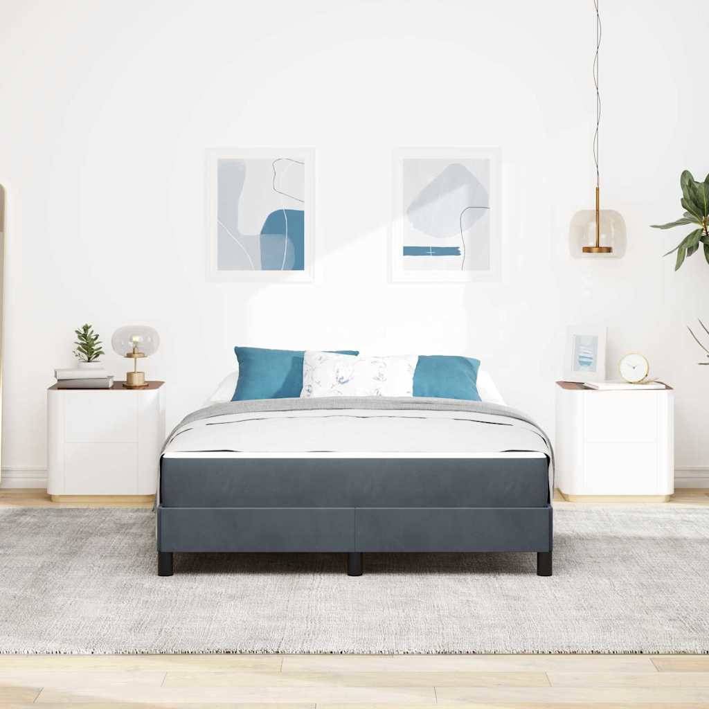 vidaXL Boxspringbett mit Matratze Dunkelgrau 140 x 190 cm Stoff