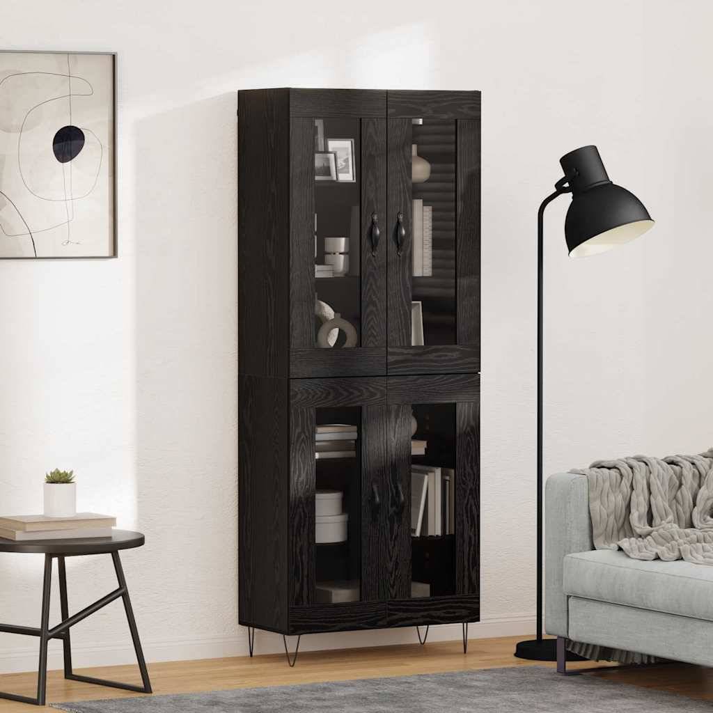 vidaXL Highboard Schwarz Eichen-Optik 69,5 x 34 x 180 cm Holzwerkstoff