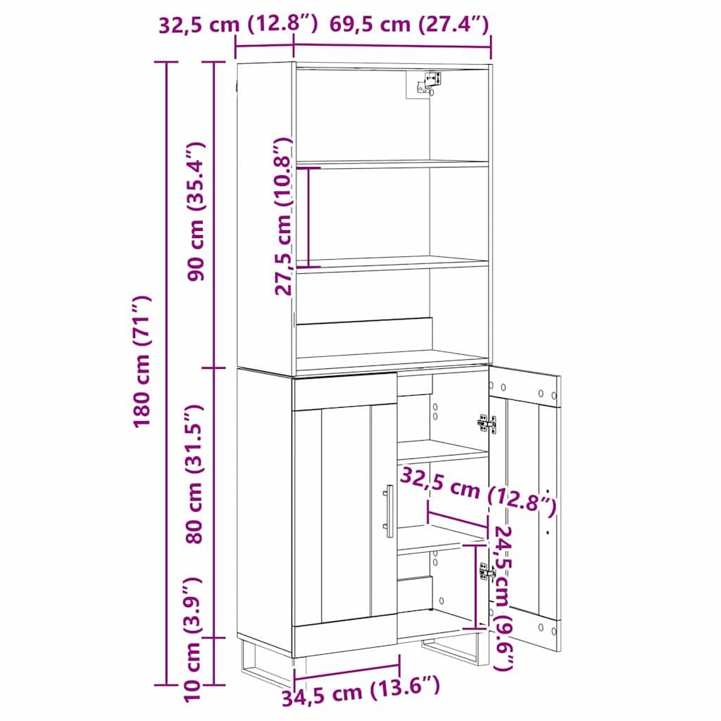 vidaXL Highboard 2 pcs Altholz Holzwerkstoff