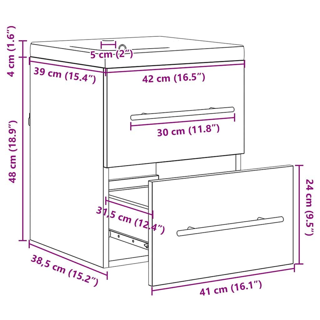 Schrank mit Abmessungen: Höhe 48 cm (18,9