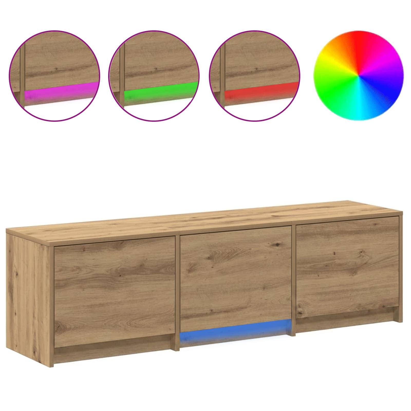vidaXL Fernsehschrank mit LED Kunsthandwerk Eiche 140 x 34 x 40 cm