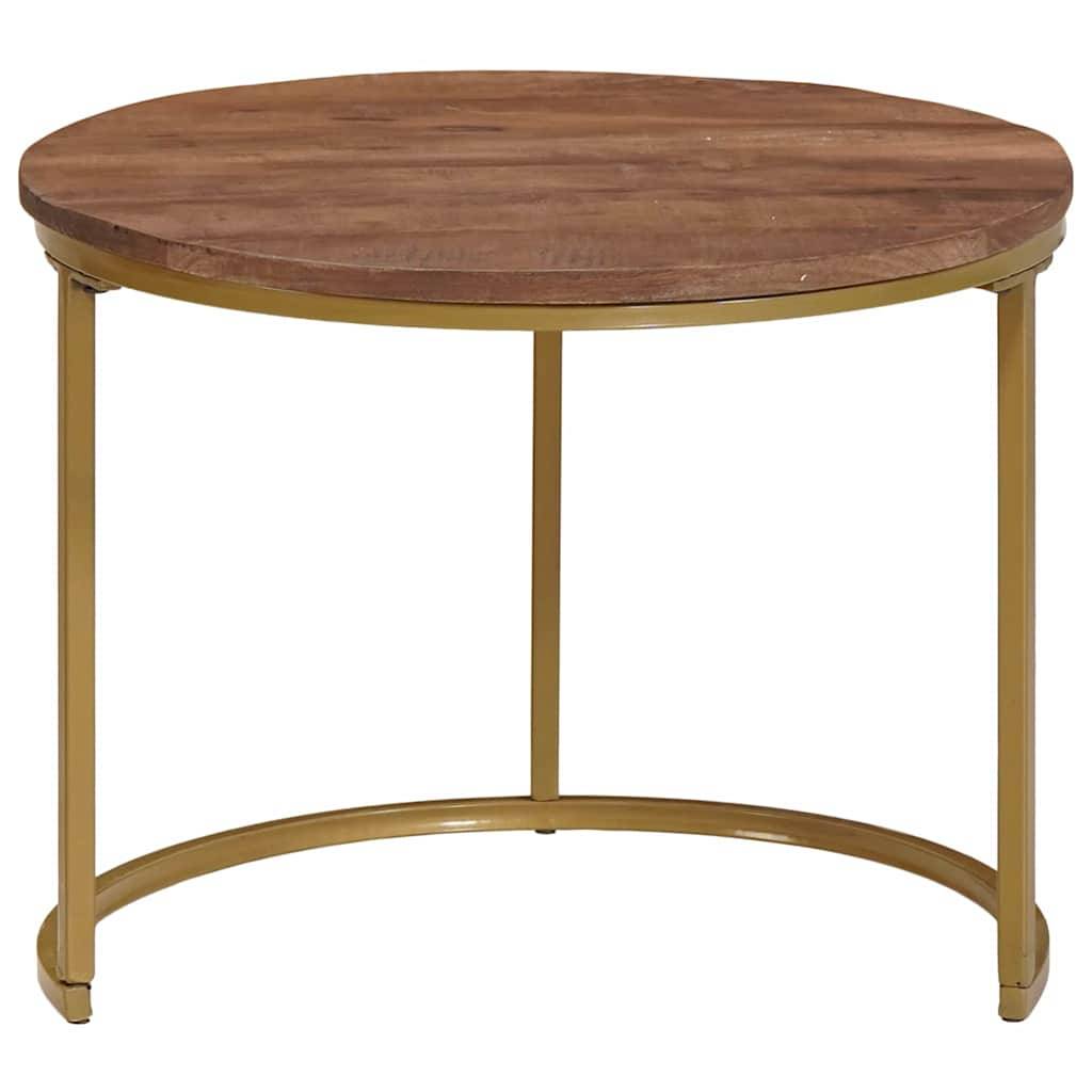 vidaXL Nesting-Couchtische 2 pcs Massivholz Mango und Stahl