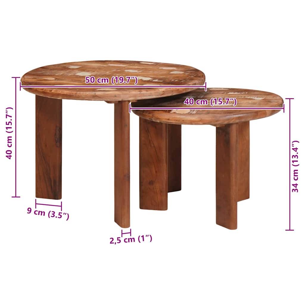 vidaXL Nesting-Couchtische 2 pcs Mehrfarbig Massives Altholz
