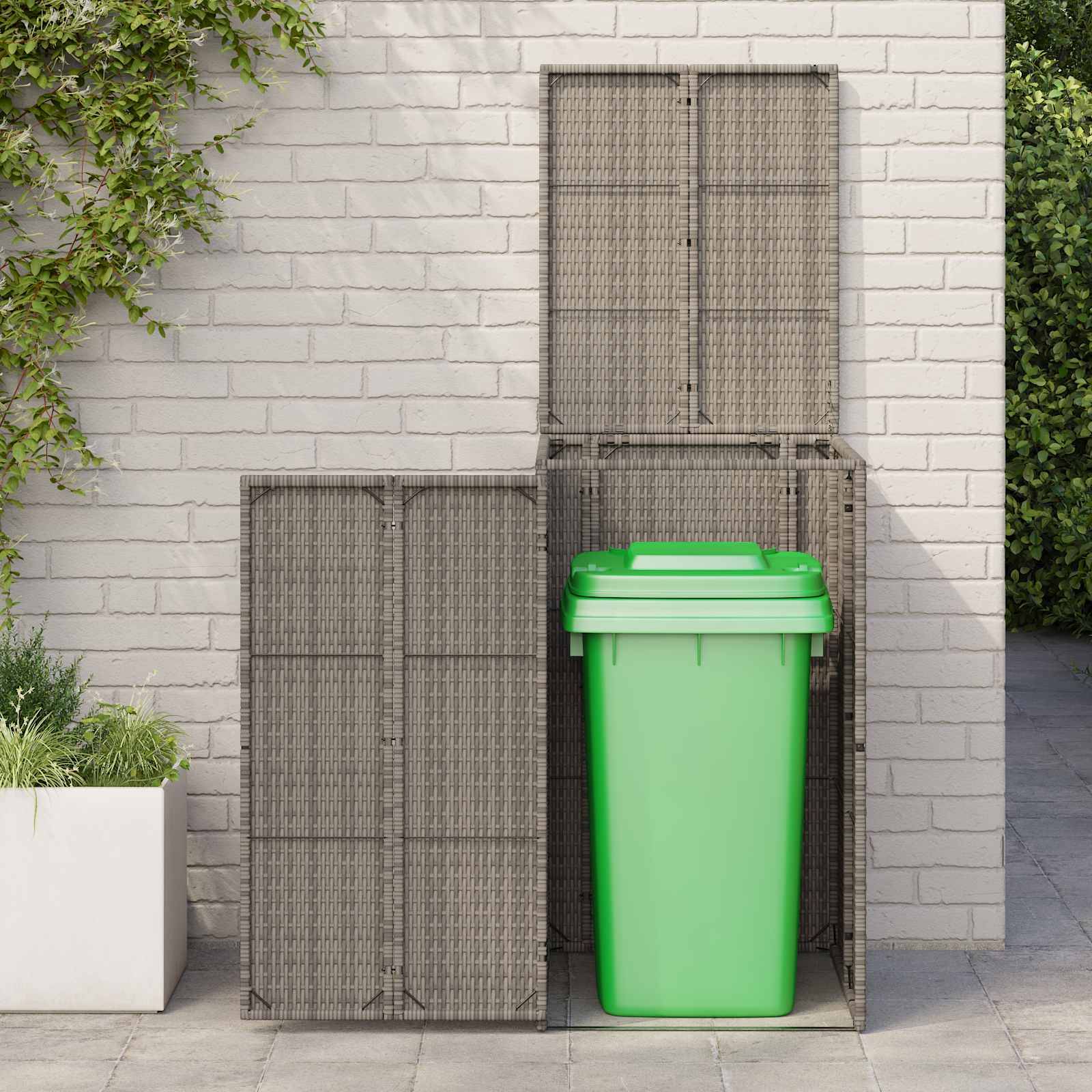 vidaXL Mülltonnenbox Grau 65 x 80 x 115 cm Polyethylen