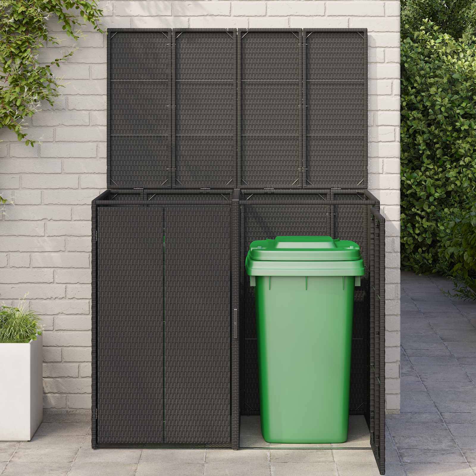 vidaXL Mülltonnenbox 2 pcs Schwarz 130 x 80 x 115 cm Polyethylen