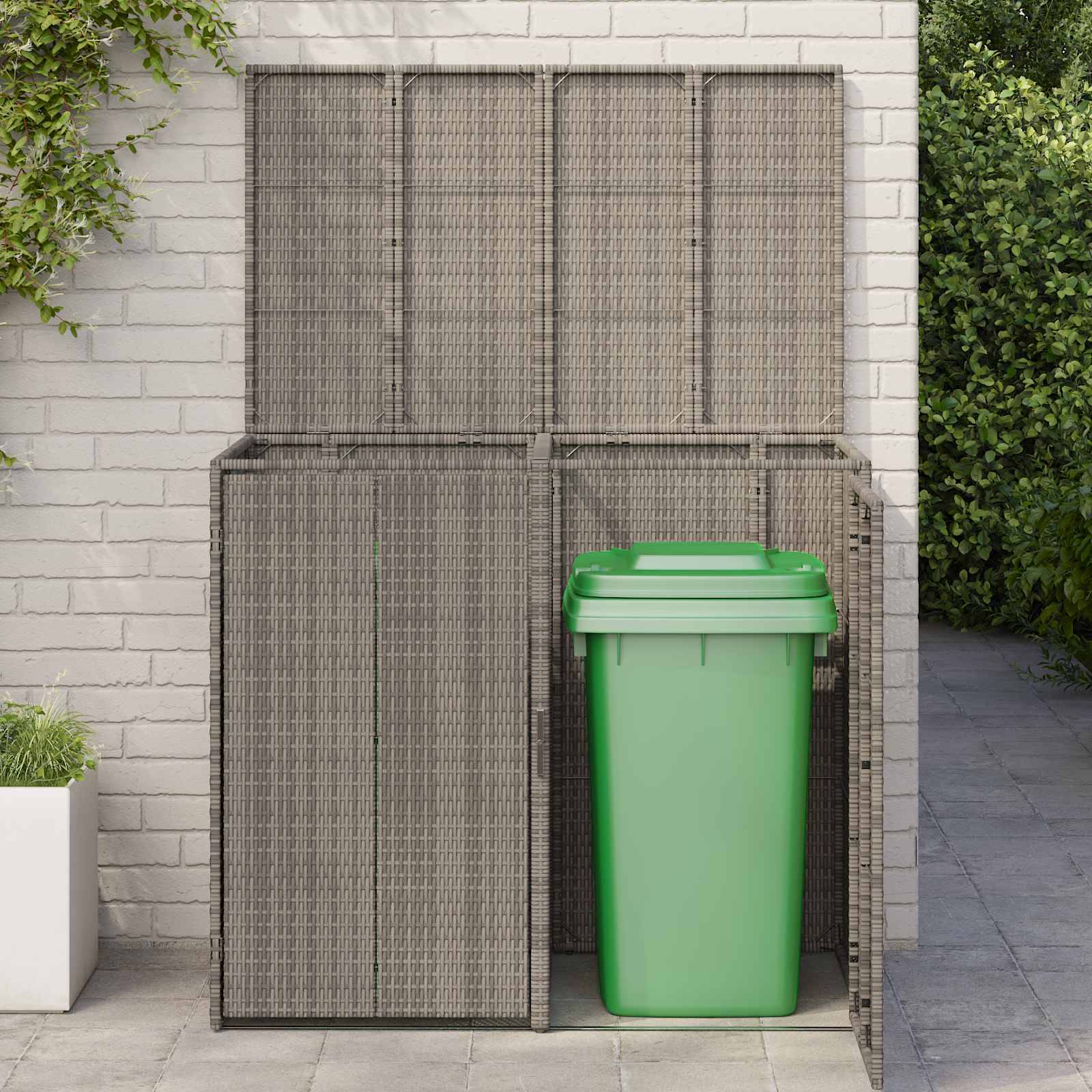 vidaXL Mülltonnenbox 2 pcs Grau 130 x 80 x 115 cm Polyethylen