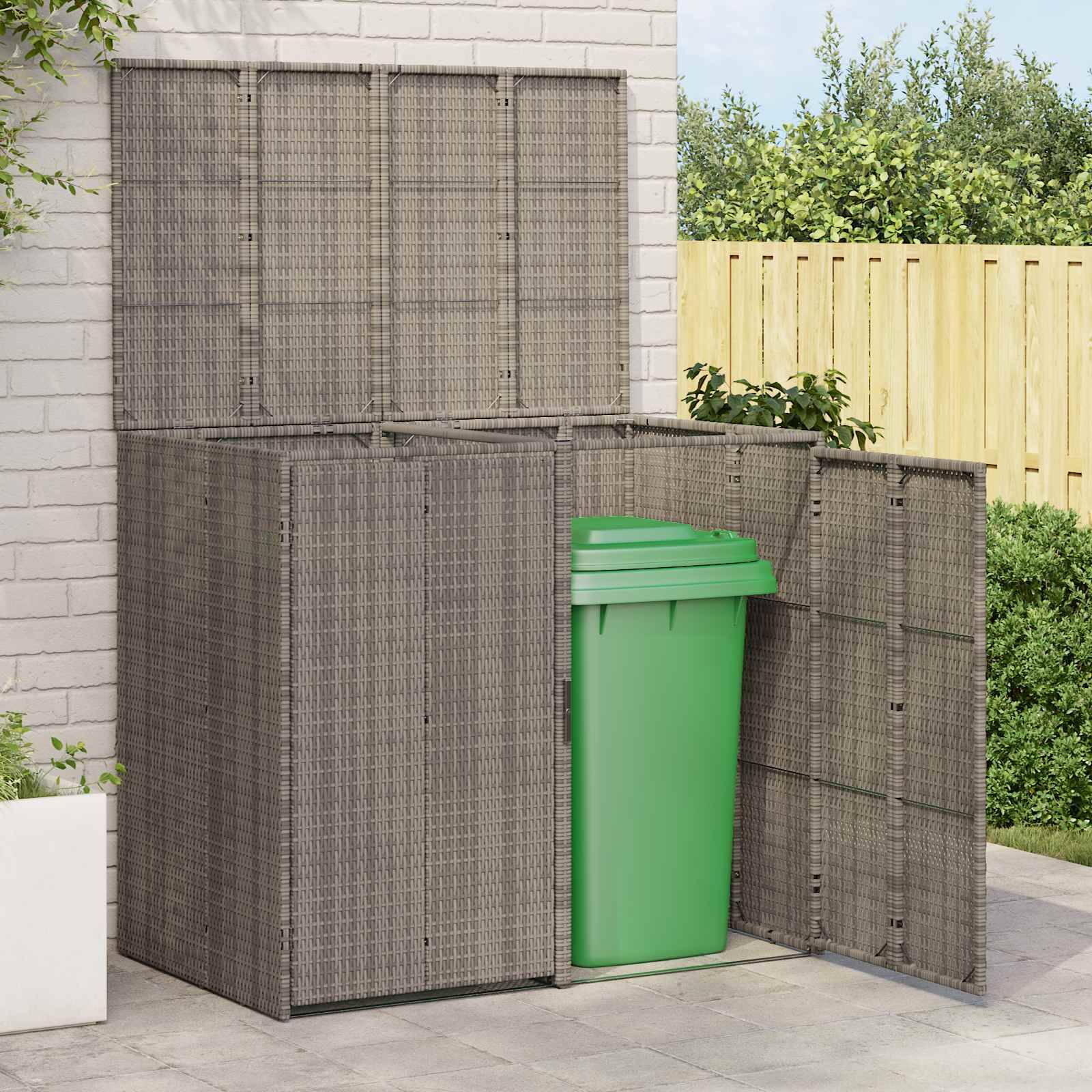 vidaXL Mülltonnenbox 2 pcs Grau 130 x 80 x 115 cm Polyethylen