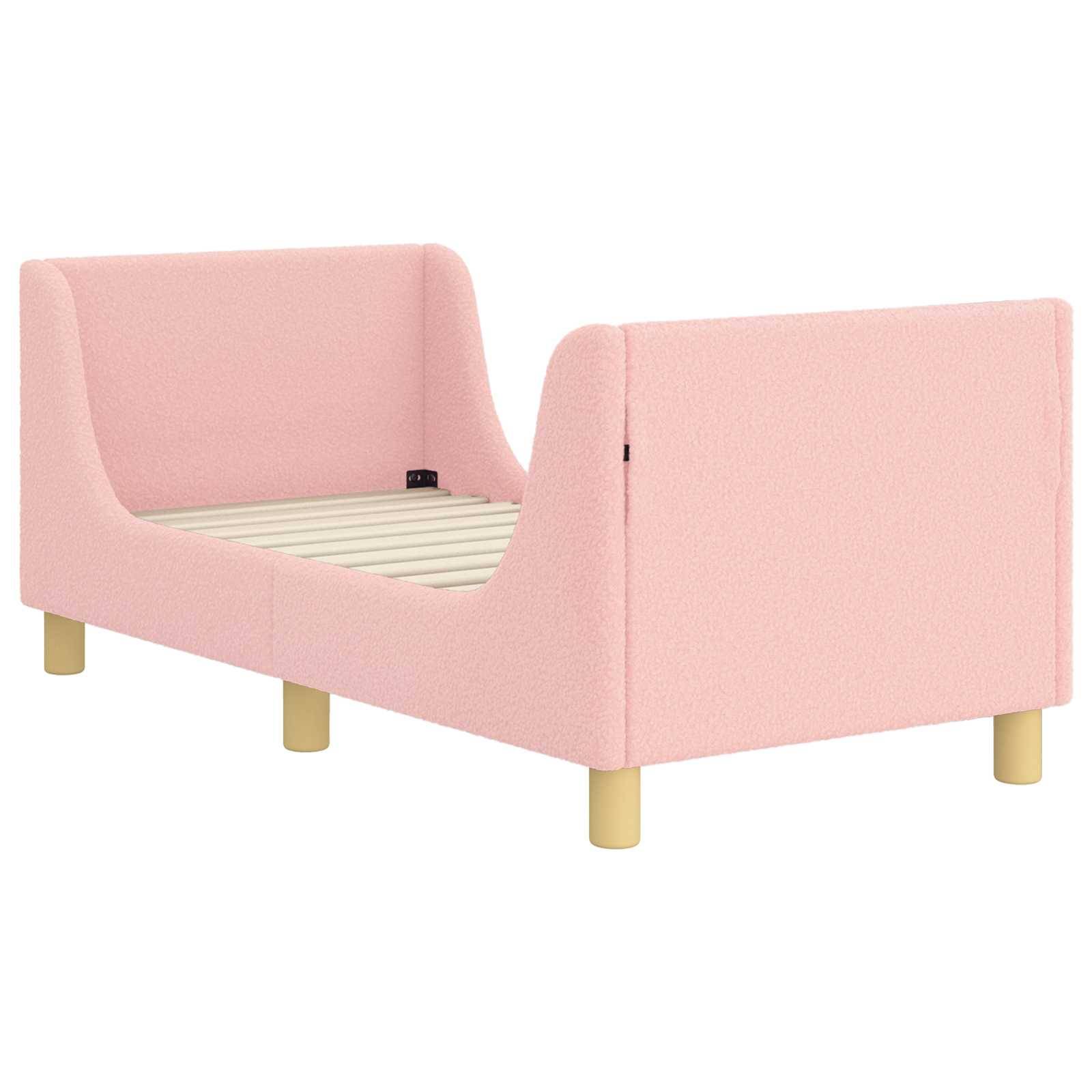 vidaXL Kinderbettgestell mit Kopfteil Rosa 70 x 140 cm Bouclé