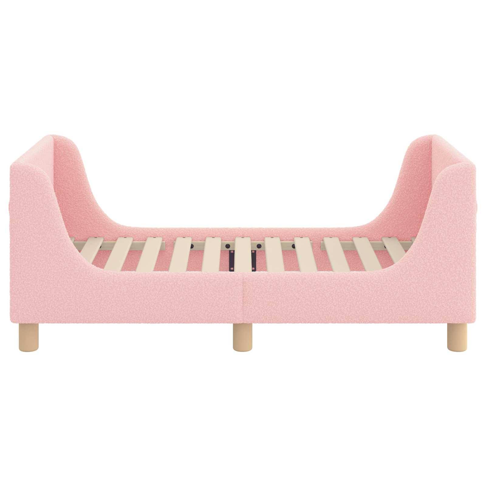 vidaXL Kinderbettgestell mit Kopfteil Rosa 70 x 140 cm Bouclé