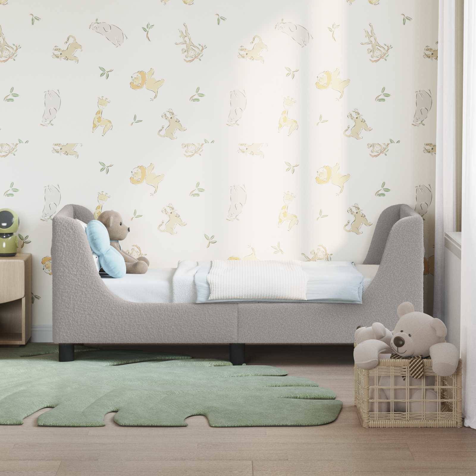 vidaXL Kinderbettgestell mit Kopfteil Hellgrau 70 x 140 cm Schafstoff