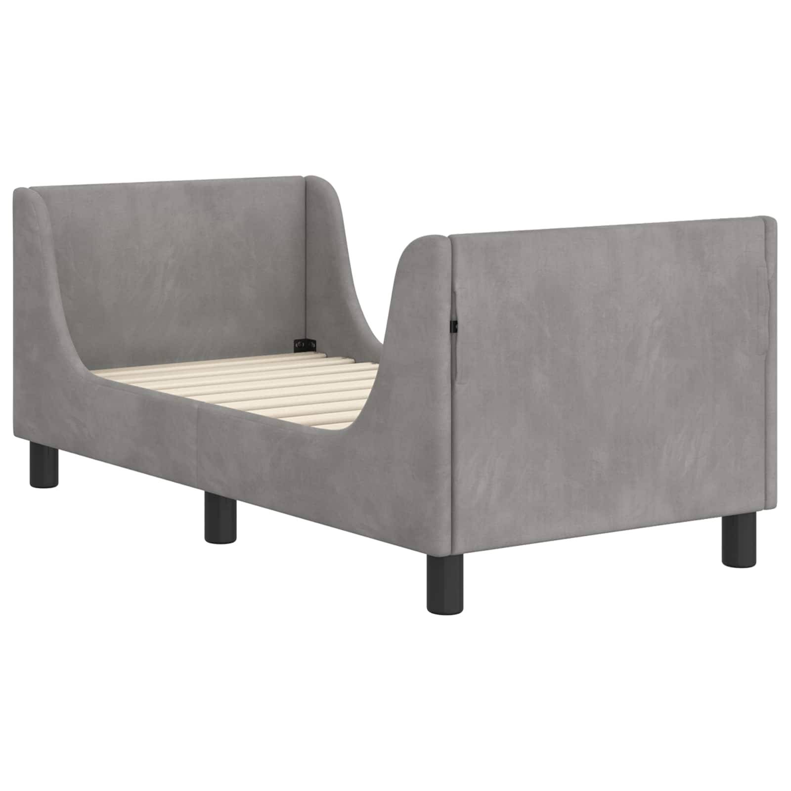 vidaXL Kinderbettgestell mit Kopfteil Hellgrau 70 x 140 cm Samt