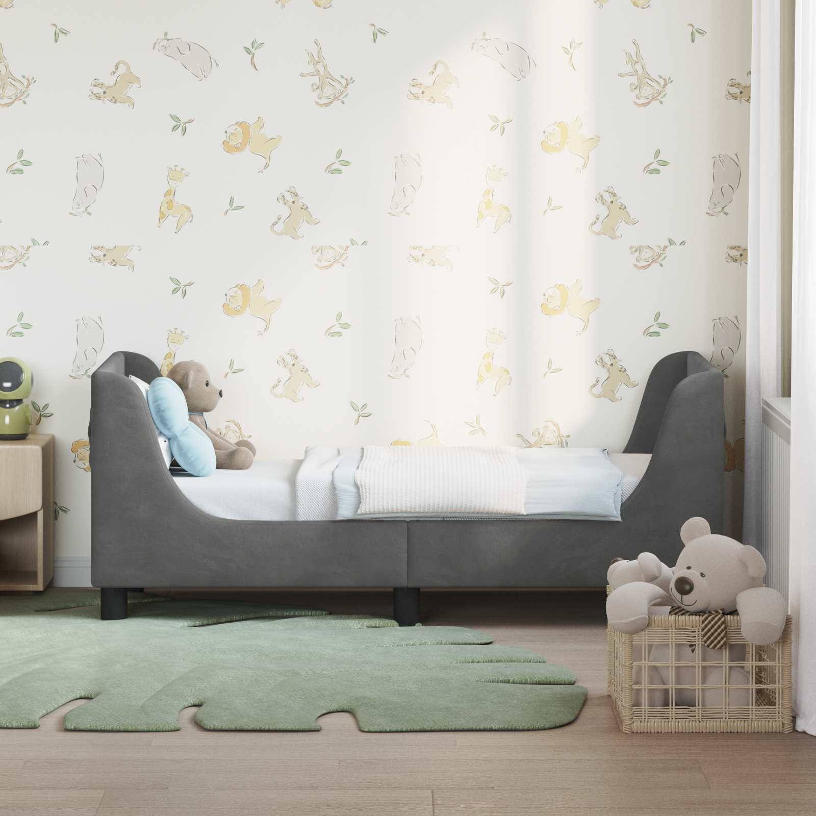 vidaXL Kinderbettgestell mit Kopfteil Dunkelgrau 70 x 140 cm Samt