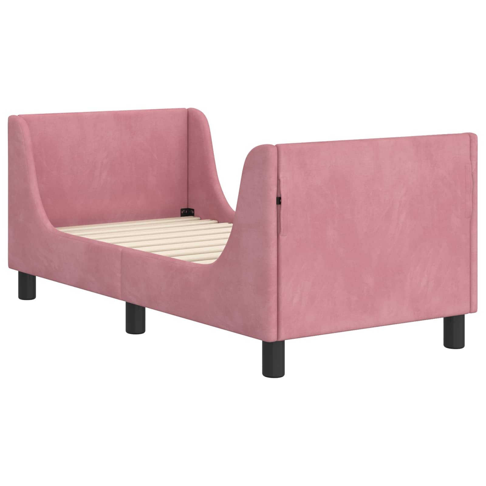 vidaXL Kinderbettgestell mit Kopfteil Rosa 70 x 140 cm Samt