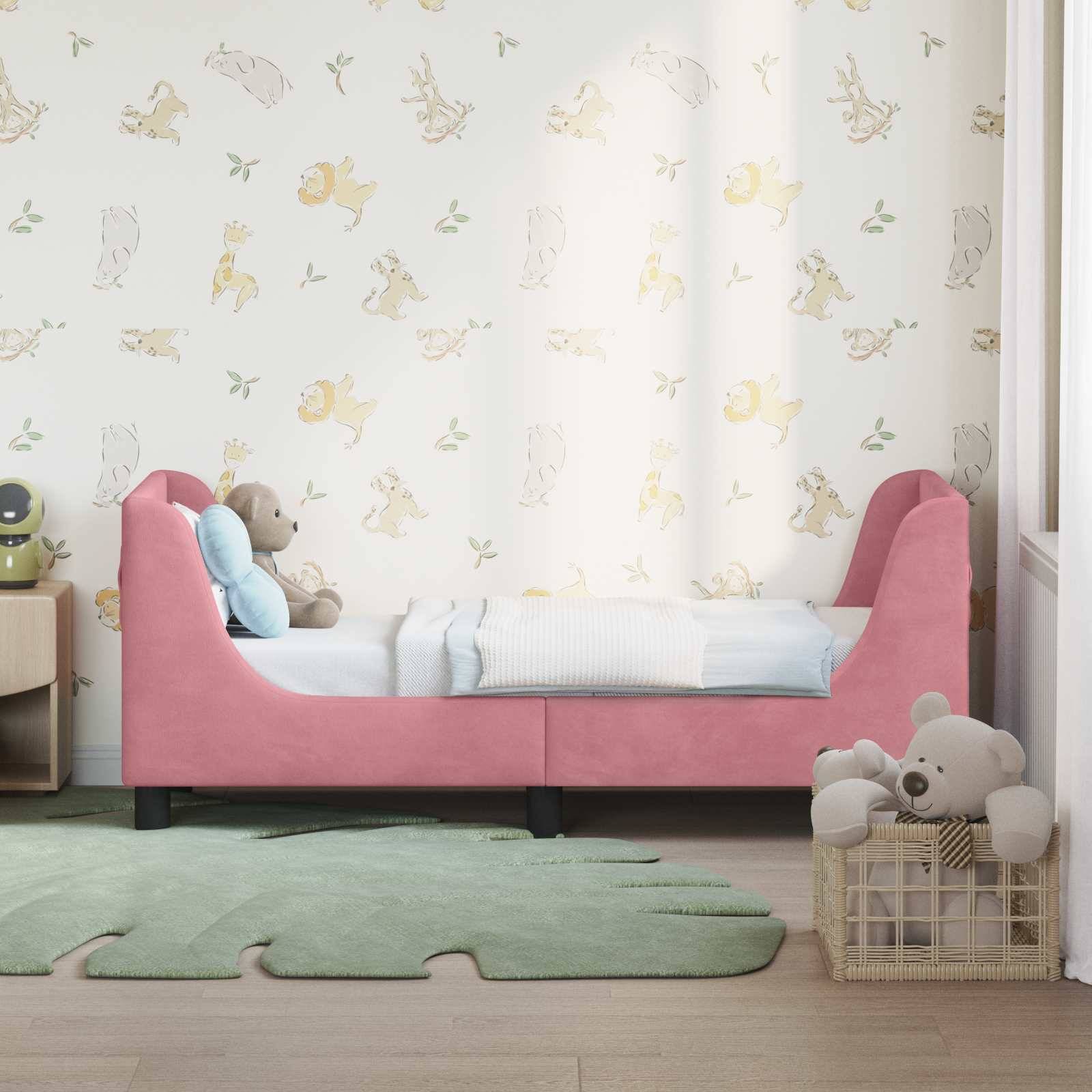 vidaXL Kinderbettgestell mit Kopfteil Rosa 70 x 140 cm Samt