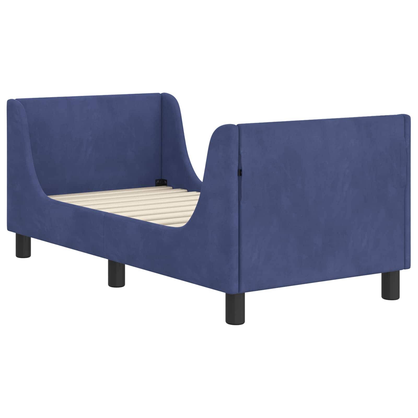 vidaXL Kinderbettgestell mit Kopfteil Polizeiblau 70 x 140 cm Samt