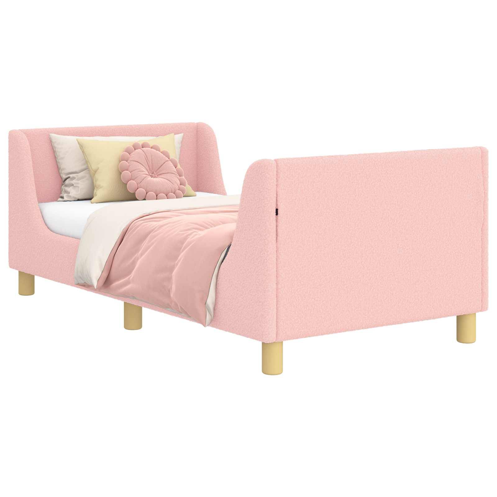 vidaXL Kinderbettgestell mit Kopfteil Rosa 80 x 160 cm Schafstoff