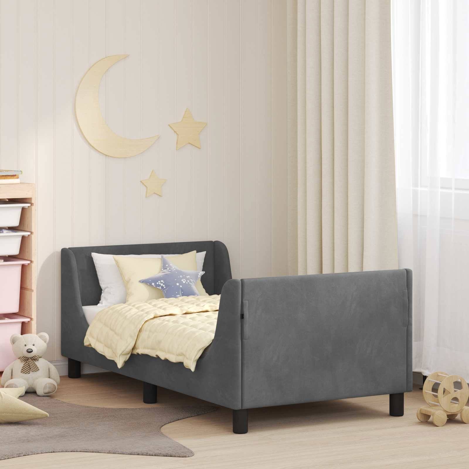 vidaXL Kinderbettgestell mit Kopfteil Dunkelgrau 80 x 160 cm Samt